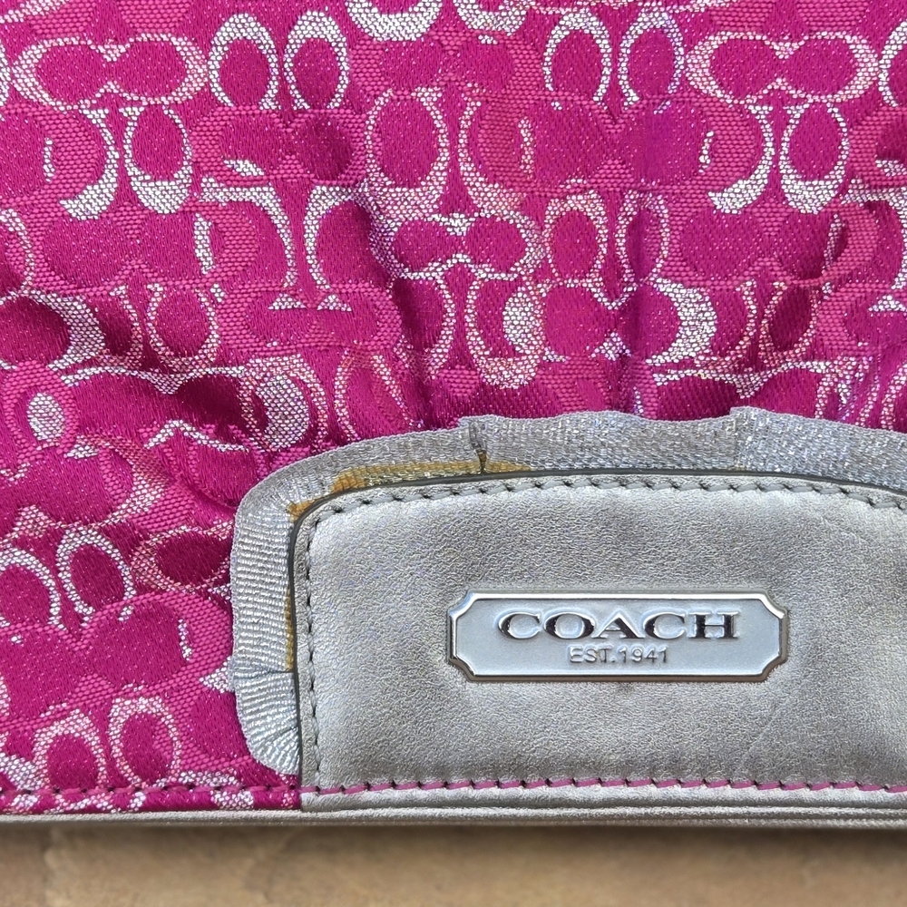Coach Pink and Silver Vintage 2009 Wallet With Shoulder Strap - Picture 12 of 12